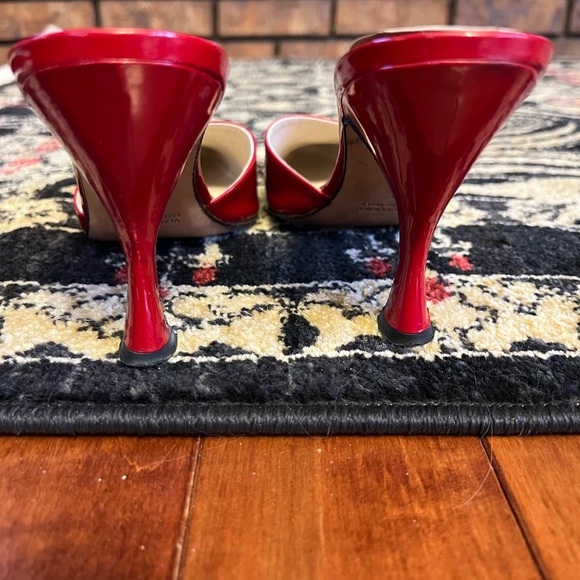 Todd Oldham Red Patent Leather Pointed-Toe Mules - Picture 7 of 9